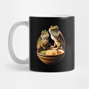 Funny Bearded Dragon Playing Ramen Noodles Bowl Mug